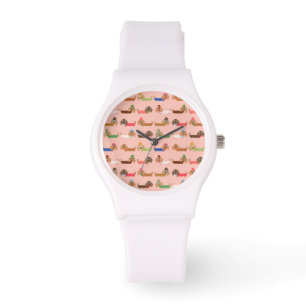 Montre Dachshunds sur rose