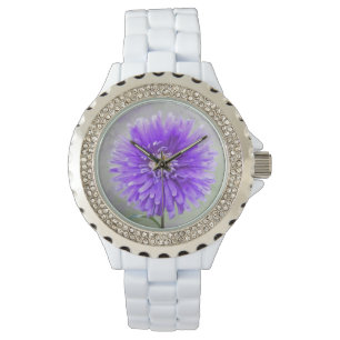 Montre Dahlia violet en aquarelle