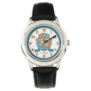 Montre Dakota lettre D nom signifiant crest wolf orange