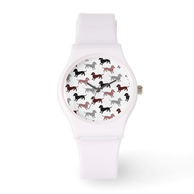 Montre Damask Dachshunds Motif de vacances (Recto)