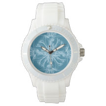 Damask Tropical Blossoms sur Marine Blue