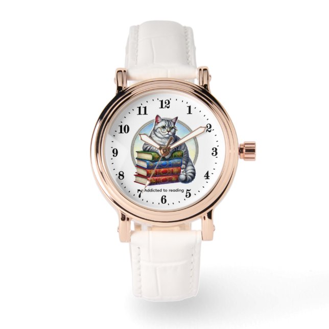 Montre Dames mignonnes addict du livre personnalisable (Recto)