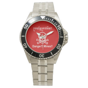 Montre Danger ! ! Les mines ! ! SYMBOLE ☠ Cambodgien Khme