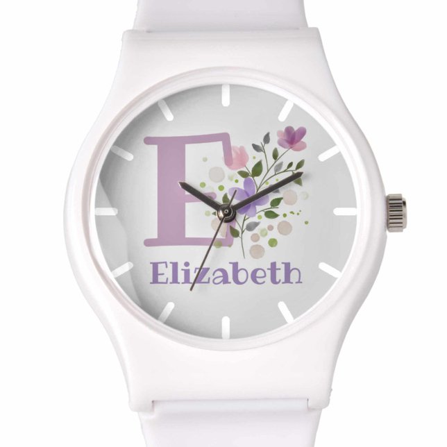 Montre dans un design floral avec nom et initiale (Créateur téléchargé)