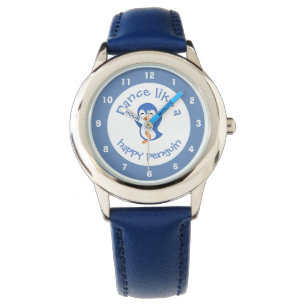 Montre Danse mignonne comme un joyeux pingouin bleu
