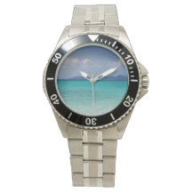 Montre d'argent avec scène caraïbe