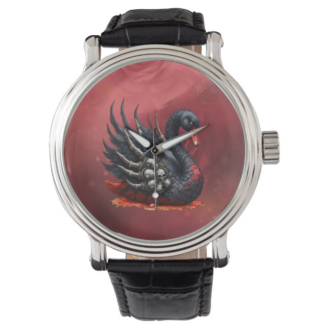 Montre Dark Swan of Bones – Gothic Elegance  (devant)