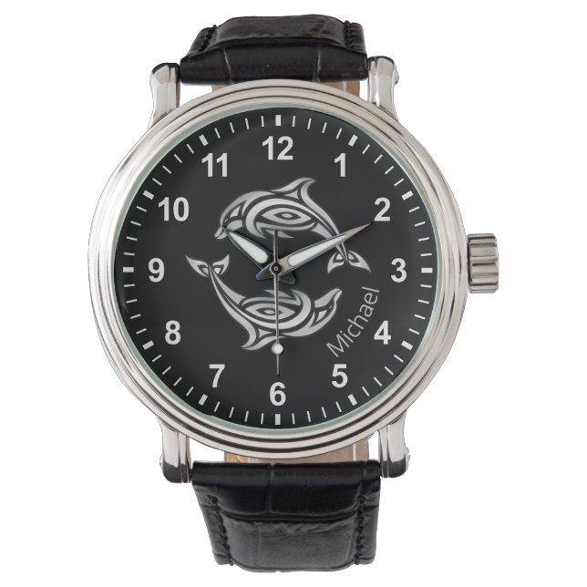 Montre Dauphins d'argent Monogramme Black Maritime (devant)