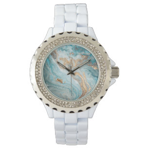 MONTRE DE BANDE EN DIAMONTE À ÉCLAIRAGE EN MARBRE 
