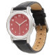 Montre de bande rouge en acier inoxydable personna