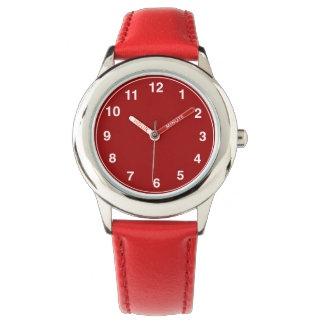 Montre de bande rouge en acier inoxydable personna