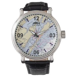 Montre de carte marine de courbe côtière du Texas