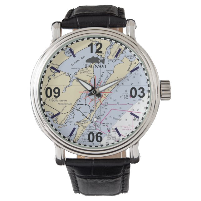 Montre de carte marine de courbe côtière du Texas (devant)