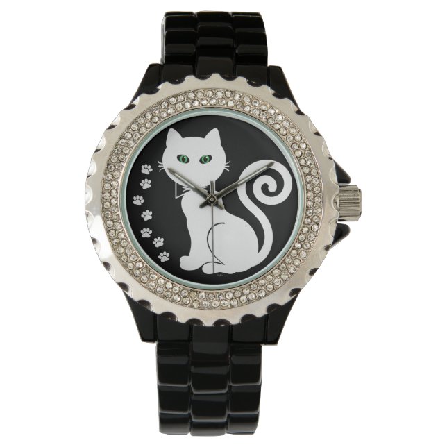 Montre de chat de Cravate (blanc) (devant)