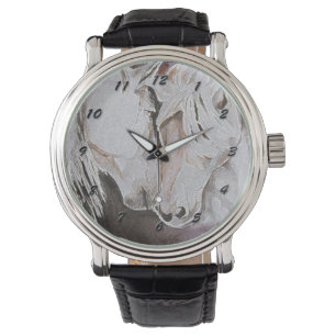 Montre de cheval, pêche/rose avec des nombres