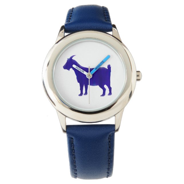 Montre de chèvre bleu aquarelle (devant)