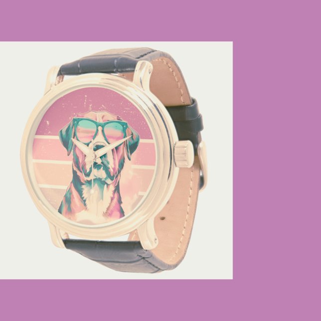 Montre de chien Cool aquarelle (Créateur téléchargé)