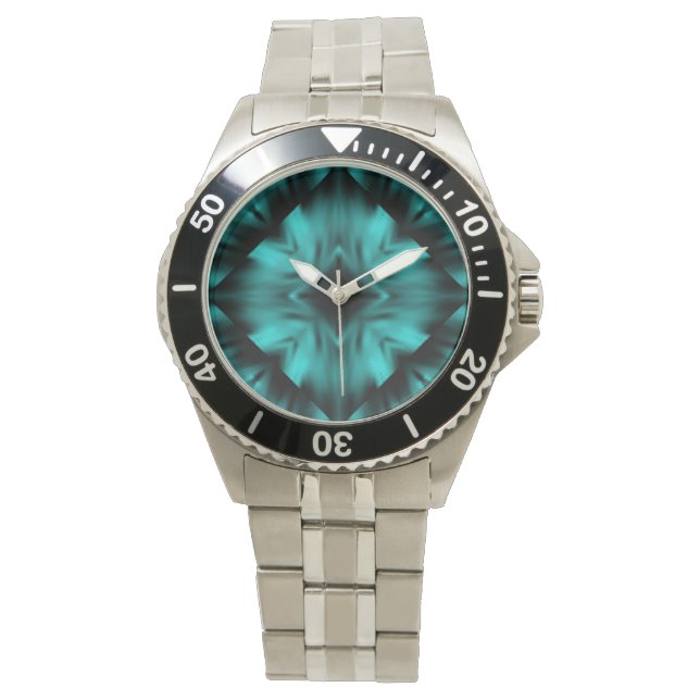 Montre de conception de kaléidoscope noir et Turqu (devant)