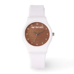 Montre de conception de mur de briques avec texte 