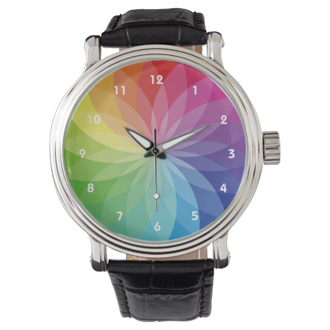 Montre de conception de roue couleur florale (devant)