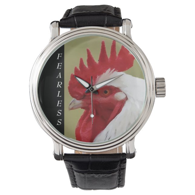 Montre de coq blanc sans peur (devant)