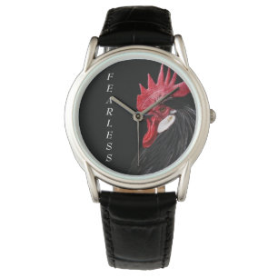 Montre de coq noir et sans peur pour hommes