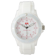 Montre de dame de chat personnalisable en rouge