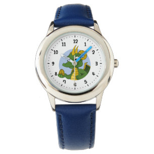 Montre de dessin animé de dragon vert