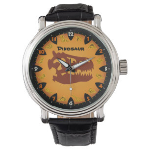 Montre de dinosaure orange préhistorique