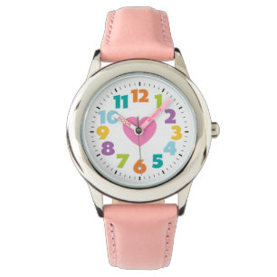 montre de fille de coeur rose
