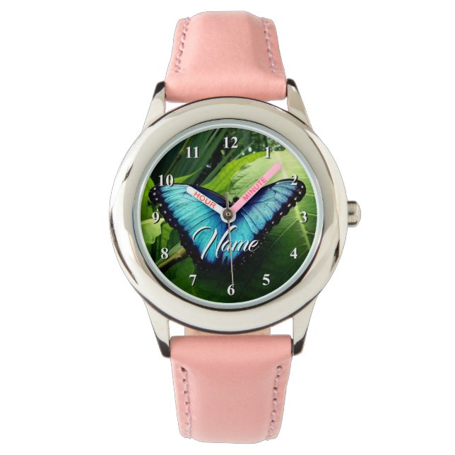 Montre de fille personnalisée avec photo de papill (devant)