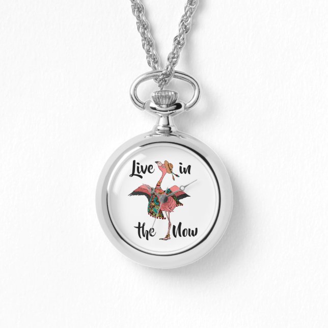 Montre de Flamant rose bohème moderne (Recto)