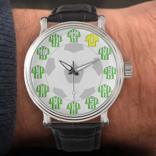 Montre de football - avec Chemises à rayures verte