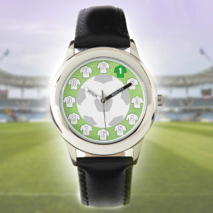 Montre de football pour enfants avec chemises blan