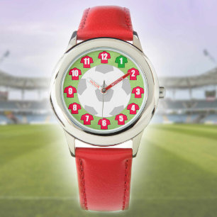 Montre de football pour enfants - avec Chemises ro