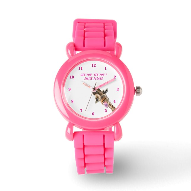 Montre de girafe drôle avec texte (Recto)