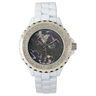 Montre de globe céleste d'accent de fausse pierre