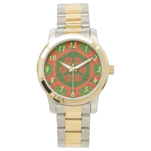 Montre de kaléidoscope orange et vert