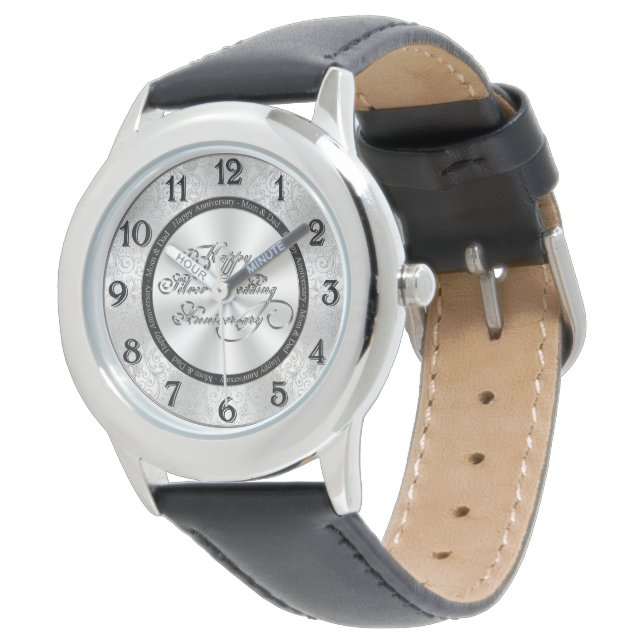Montre de l'anniversaire du Mariage d'argent (Incliné)
