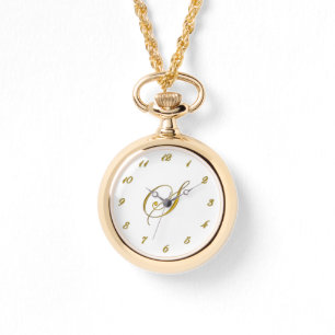 Montre de l'initiale S de monogramme d'or avec des