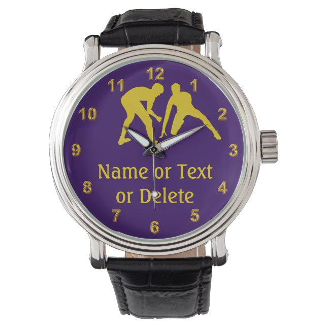 Montre de lutte personnalisée violet et or (devant)