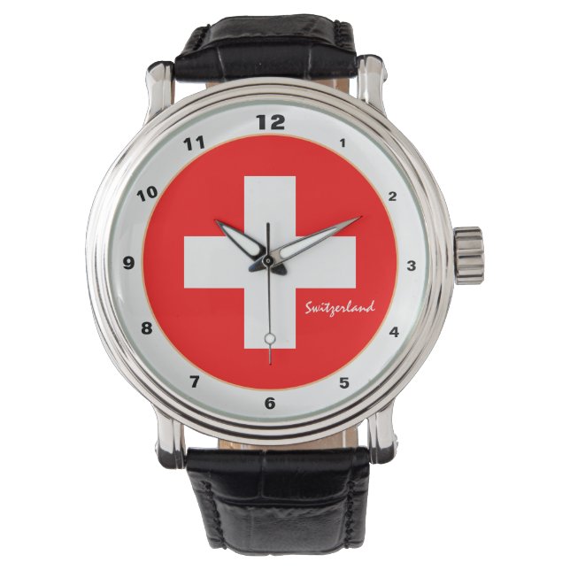 Montre de mode suisse moderne, Suisse / drapeau (devant)