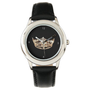Montre de noir de couronne de style de Mlle