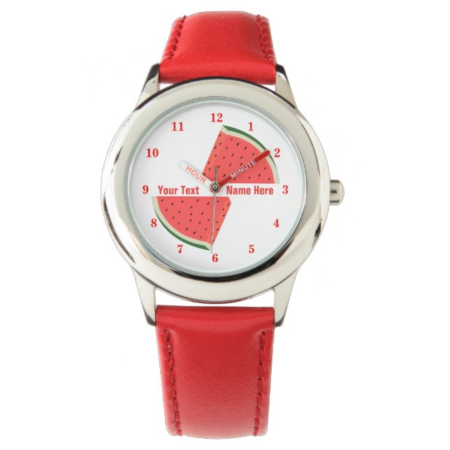 Montre de pastèque avec nom de texte personnalisé (devant)