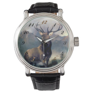 Montre de peinture d'animal sauvage d'élans