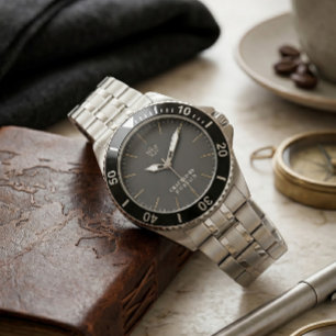 Montre de plongée en acier inoxydable argenté - Ex