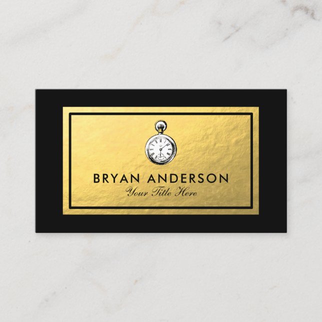 Montre de poche - Faux Gold Foil Carte de visite (Devant)