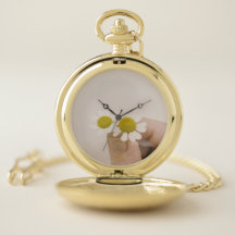 Montre de poche Pastel Daisy – Flore inspirée de l