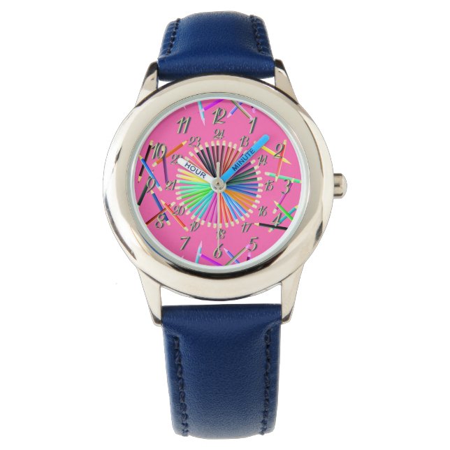 Montre de roue couleur bleu rose (devant)