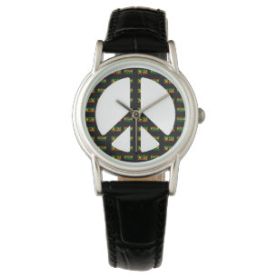 Montre de signe de paix d'amour du reggae un